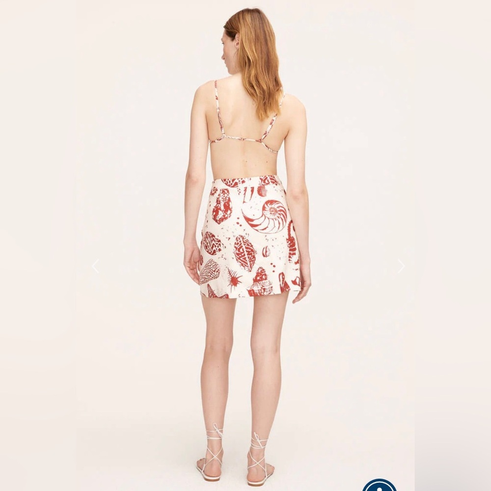 Rebecca Taylor Sea Shore Red/Cream Linen A-Line Mini Skirt size 16 NWOT - Picture 2 of 10